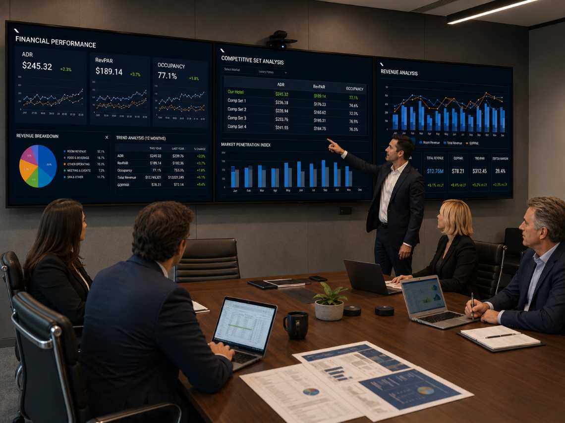 Hotel financial performance analysis including ADR RevPAR and occupancy trends
